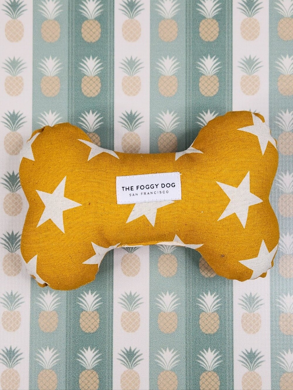 The Foggy Dog Star Bone Toy - Mustard & White